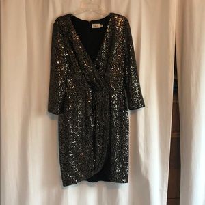 Eliza J gold & black sequined cocktail dress Sz16